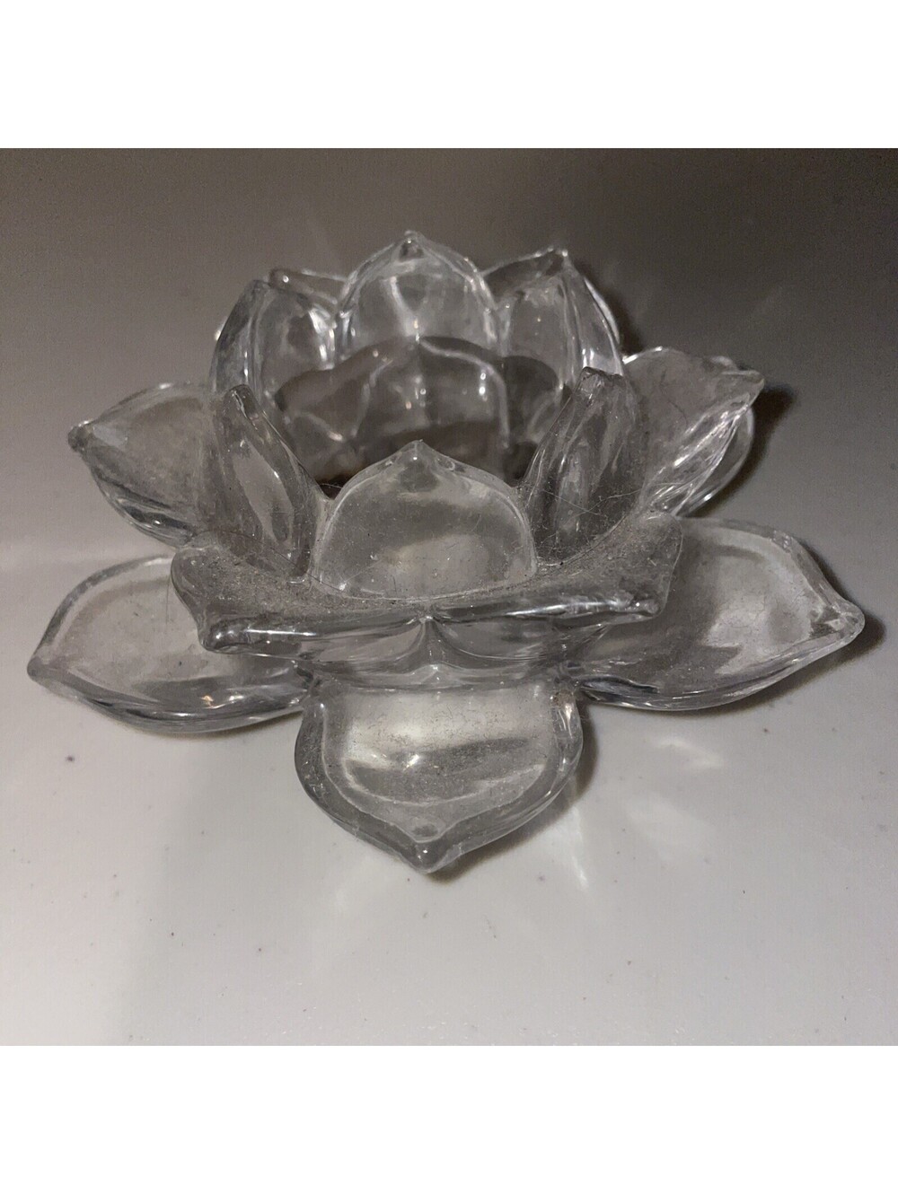Crystal Lotus Flower Candle Holder Taper Tea light Unbranded Sparkling 5”
